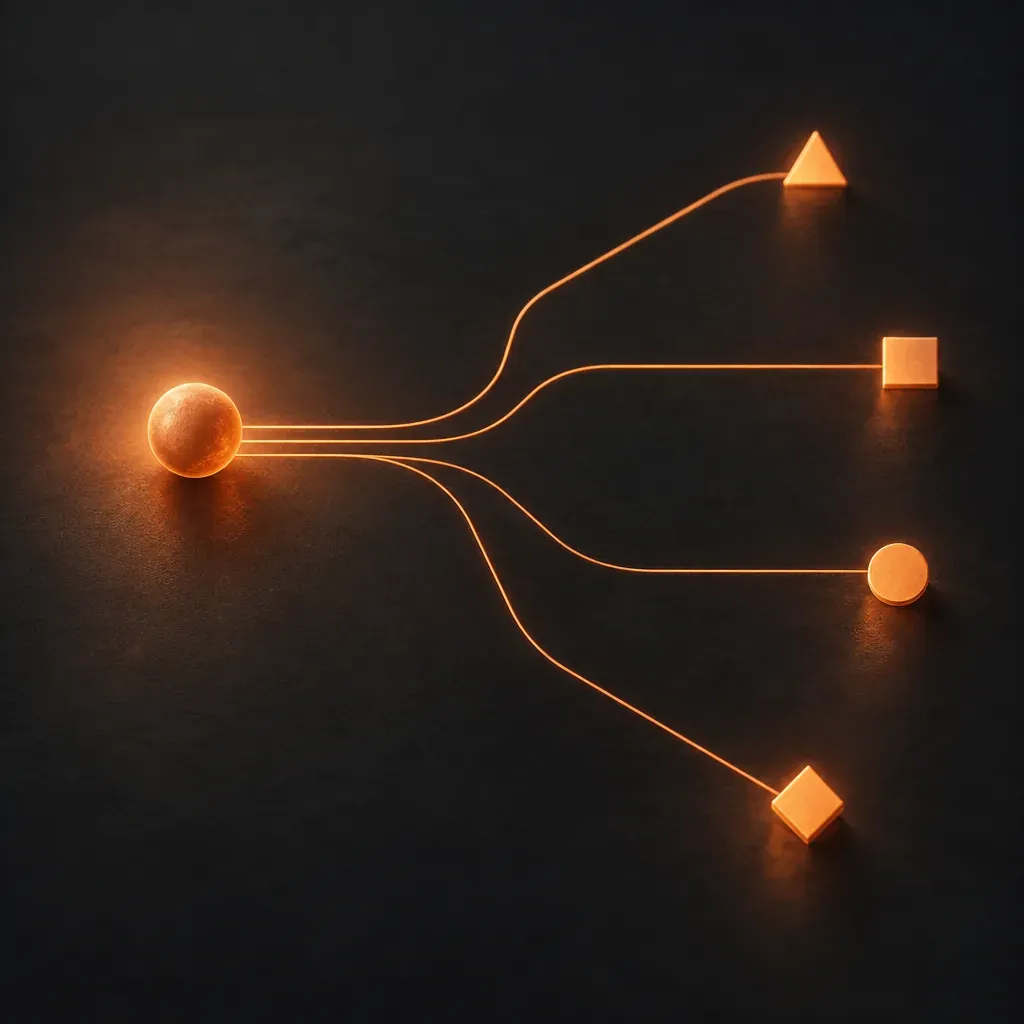 Abstract illustration of branching geometric pathways