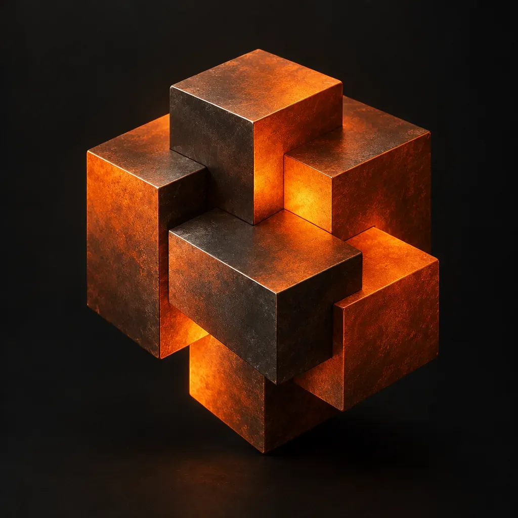 Abstract illustration of interlocking geometric blocks